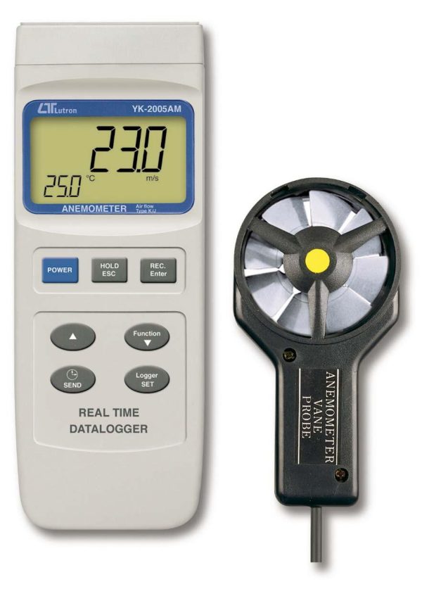 YK-2005AM (REAL TIME DATA LOGGER, AIR VELOCITY, AIR FLOW, TEMP, TYPE K/J TEMP, METAL VANE, RS-232/USB)