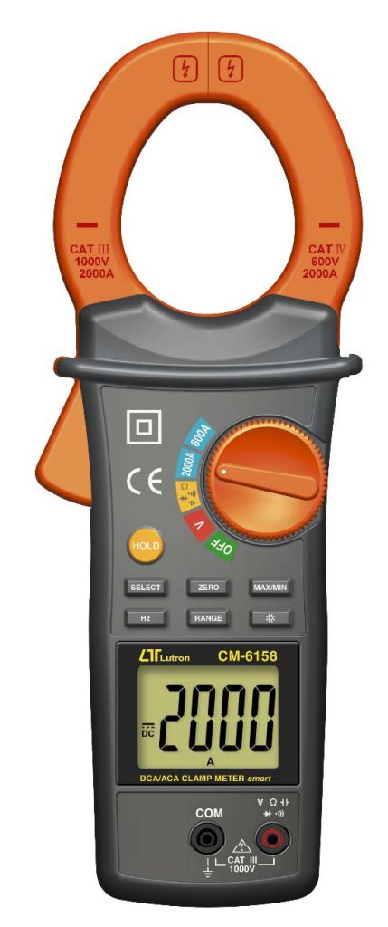 CM-6158 (Smart, 2,000 A, + max. hold CAT III 1,000 V, CAT IV 600 V DCA/ACA CLAMP METER) (Copy)